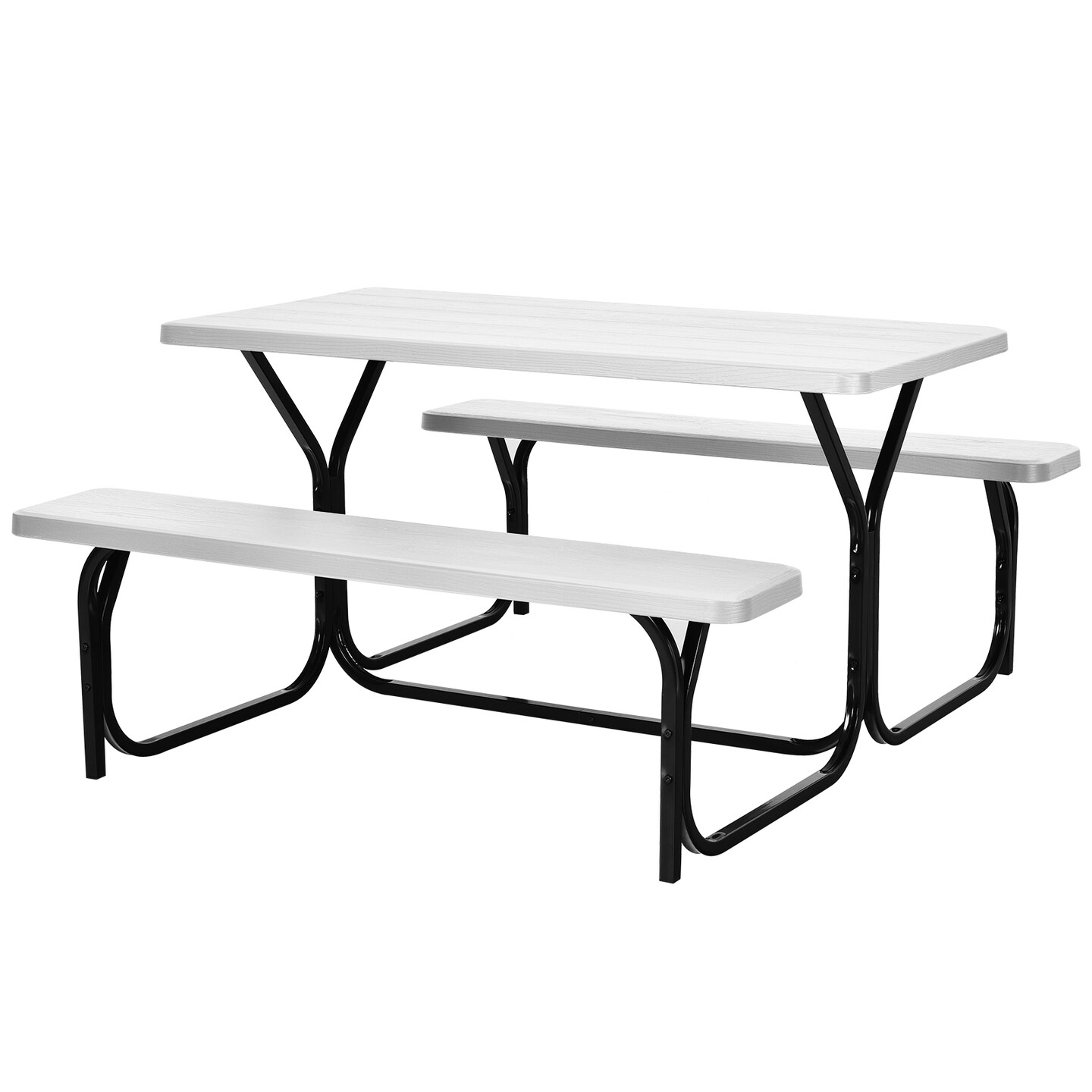 Costway Picnic Table Bench Set Outdoor Backyard Patio Garden Party Dining All Weather Black/White/Grey/Brown/Green