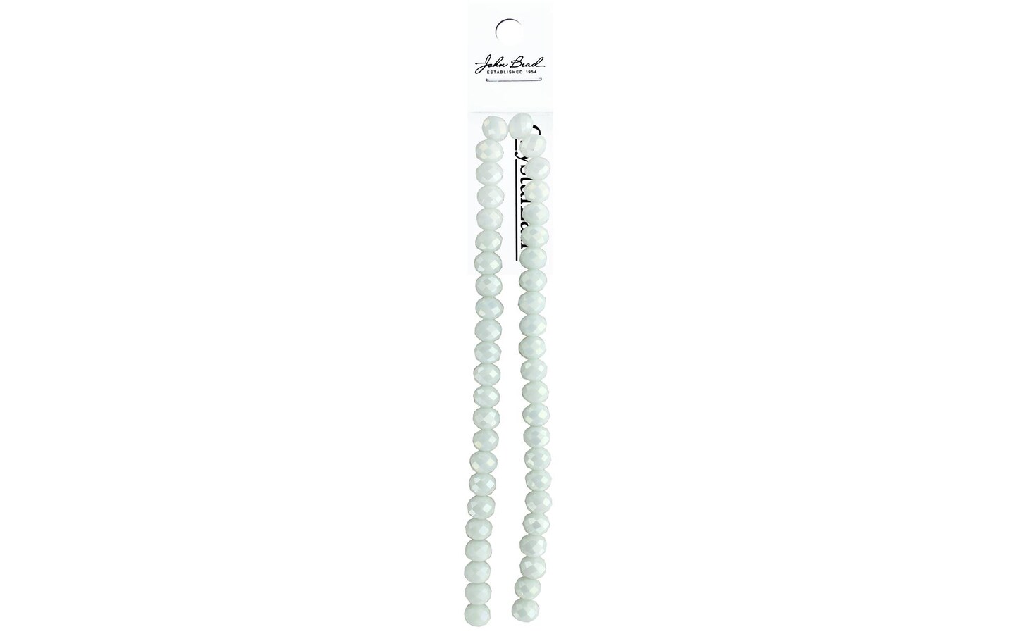 John Bead Crys Ln Rondl 7&#x22; 8X10mm Opq Witet Ab