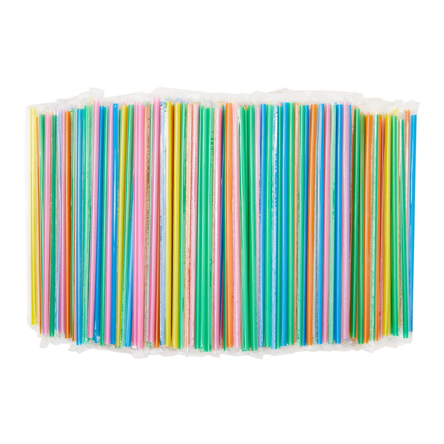 Individually Wrapped Plastic Drinking Straws, Extra Long, Bulk Set in 5 Colors (600 Pack)