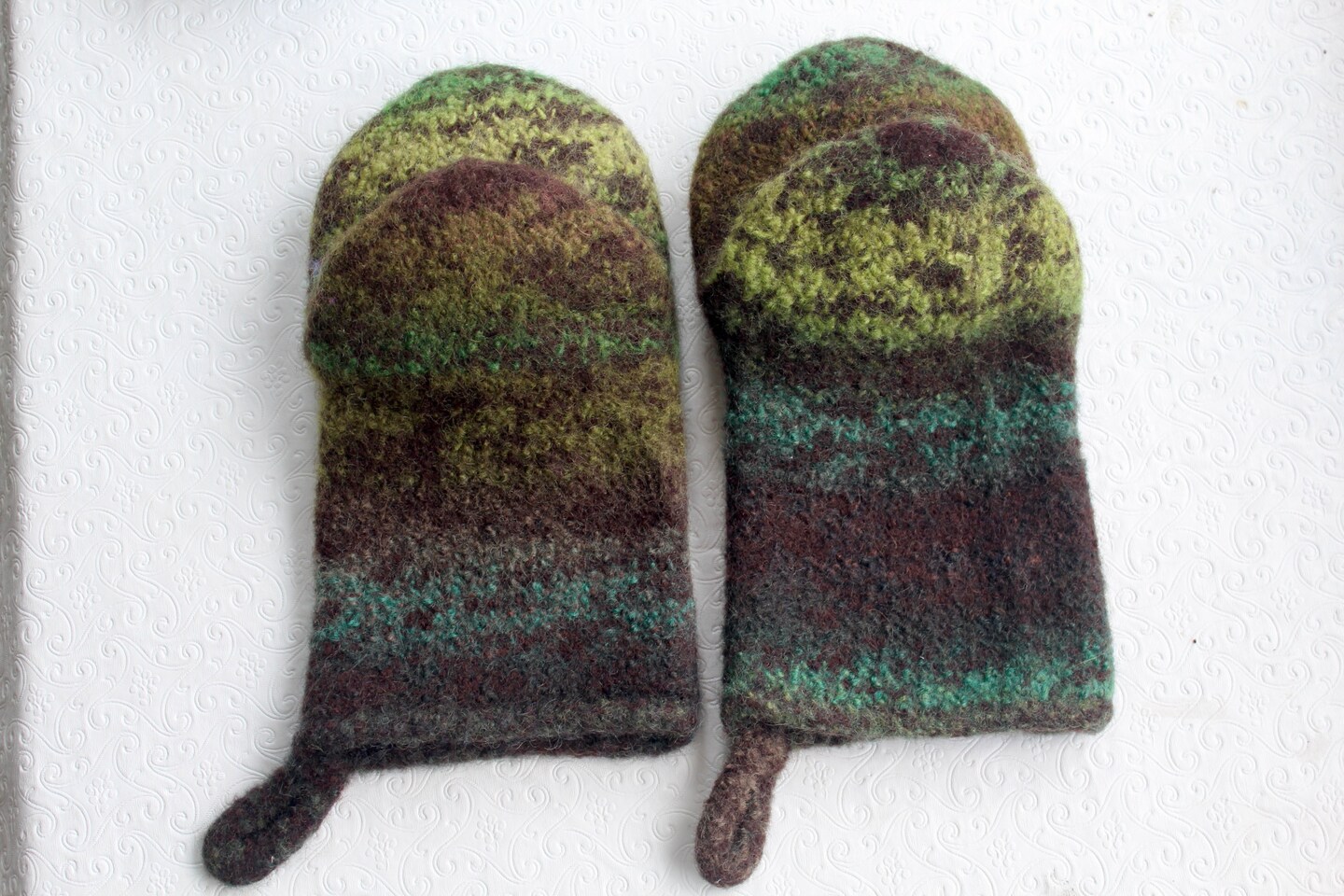 Wool Felted Heavy Duty Oven Mitts Purple Turquoise Wool Oven 