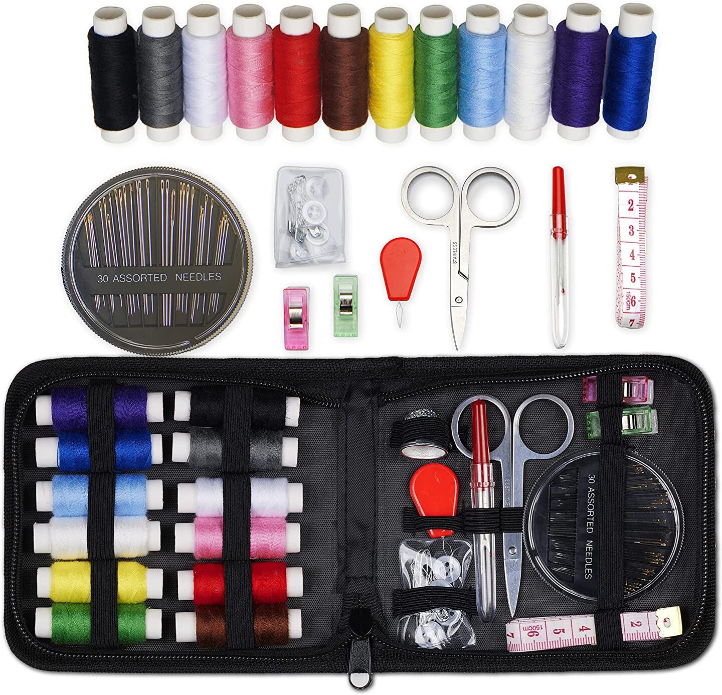 ARTIKA Sewing Kit for Adults and Beginners - Needle and Thread Kit with  Sewing Accessories and Portable Case for Travel, Family with Scissors