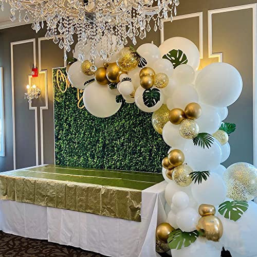 120 PCS White and Gold Confetti Balloons Garland Arch Kit - Includes 12in, 10in, and 5in Latex Metallic Balloons for Birthday, Wedding, Anniversary, Celebrations, Prom, and Bridal Party Decorations