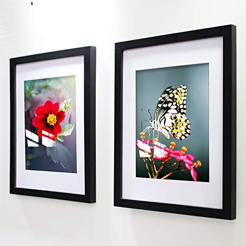 VITOIVE 14x14 Frame Black With Mat 10x10 Solid Wood Picture Frames Wall Mounting (1 pack, 14x14 Inch)…