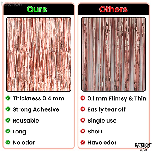 XtraLarge Rose Gold Fringe Curtain 6.4x8 Feet, Pack of 2 - Rose Gold Backdrop for Bachelorette Party, Rose Gold Party Decorations, Streamers, and Birthday Backdrop