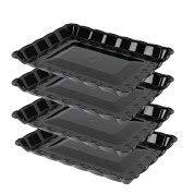 Plasticpro Plastic Serving Trays - Serving Platters Rectangle 9X13 Disposable Party Dish (4, Black)