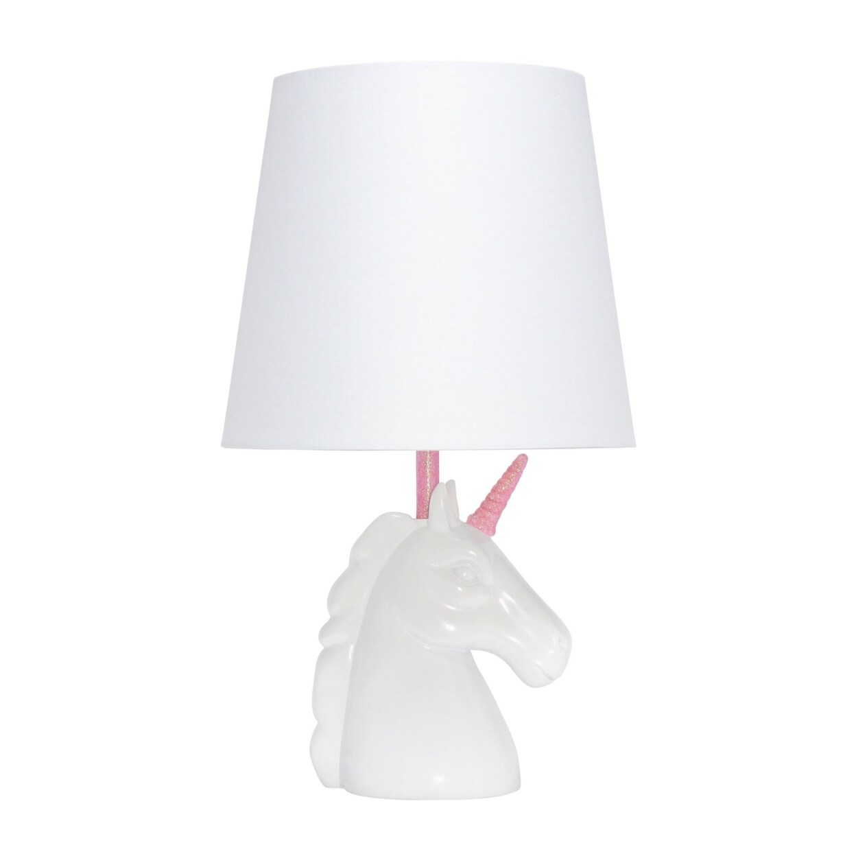 Simple Designs   Sparkling Pink and White Unicorn Table Lamp