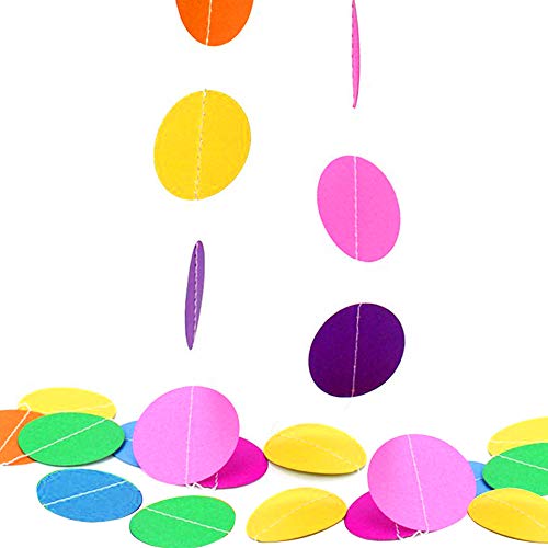 Happy Birthday Banner with Colorful Paper Flag Bunting, Paper Circle Confetti, Garland, Swirl Streamers, and Honeycomb Balls for Birthday Party Decorations