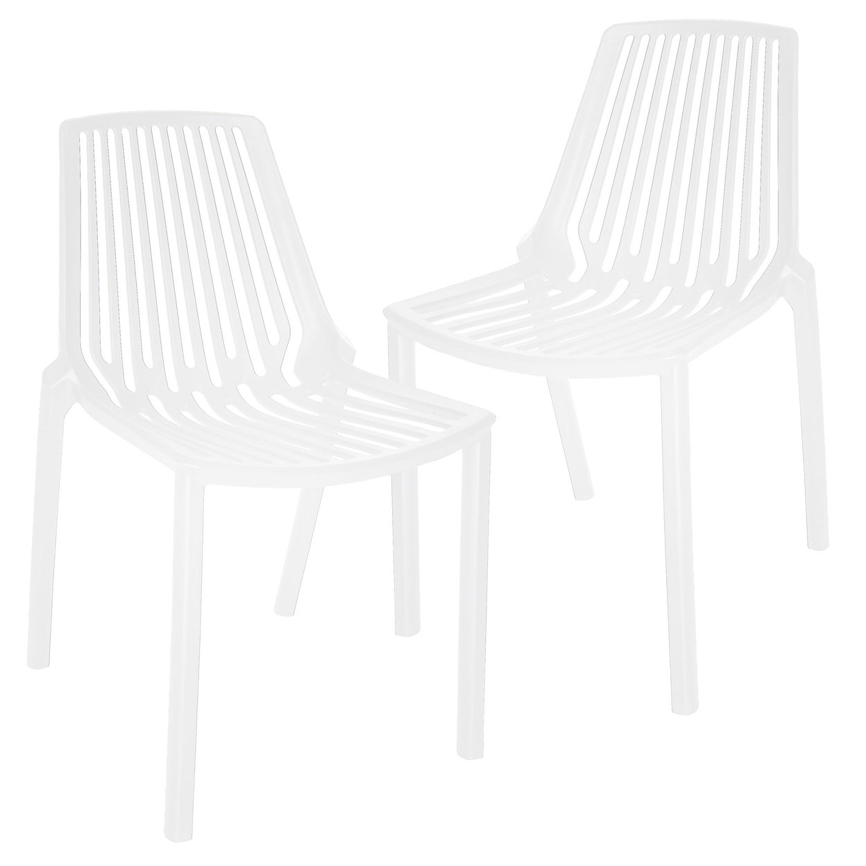 Leisuremod Acken Mid-Century Modern Plastic Dining Chair, Set of 2 - White