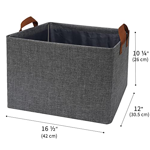 GRANNY SAYS Storage Closet Bins with Metal Frame, Fabric Storage Bins, Extra Large Foldable Storage Boxes, Closet Organizers and Storage Baskets for Closet Living Room Shelves, Dark Gray, 2-Pack
