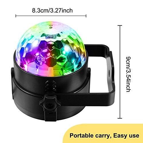 [2-Pack] RGB Disco Ball Lights with Remote Control, Sound Activated DJ Lighting, Strobe Lamps with 7 Modes for Home, Dance Parties, Bars, Karaoke, Christmas, Weddings, and Clubs