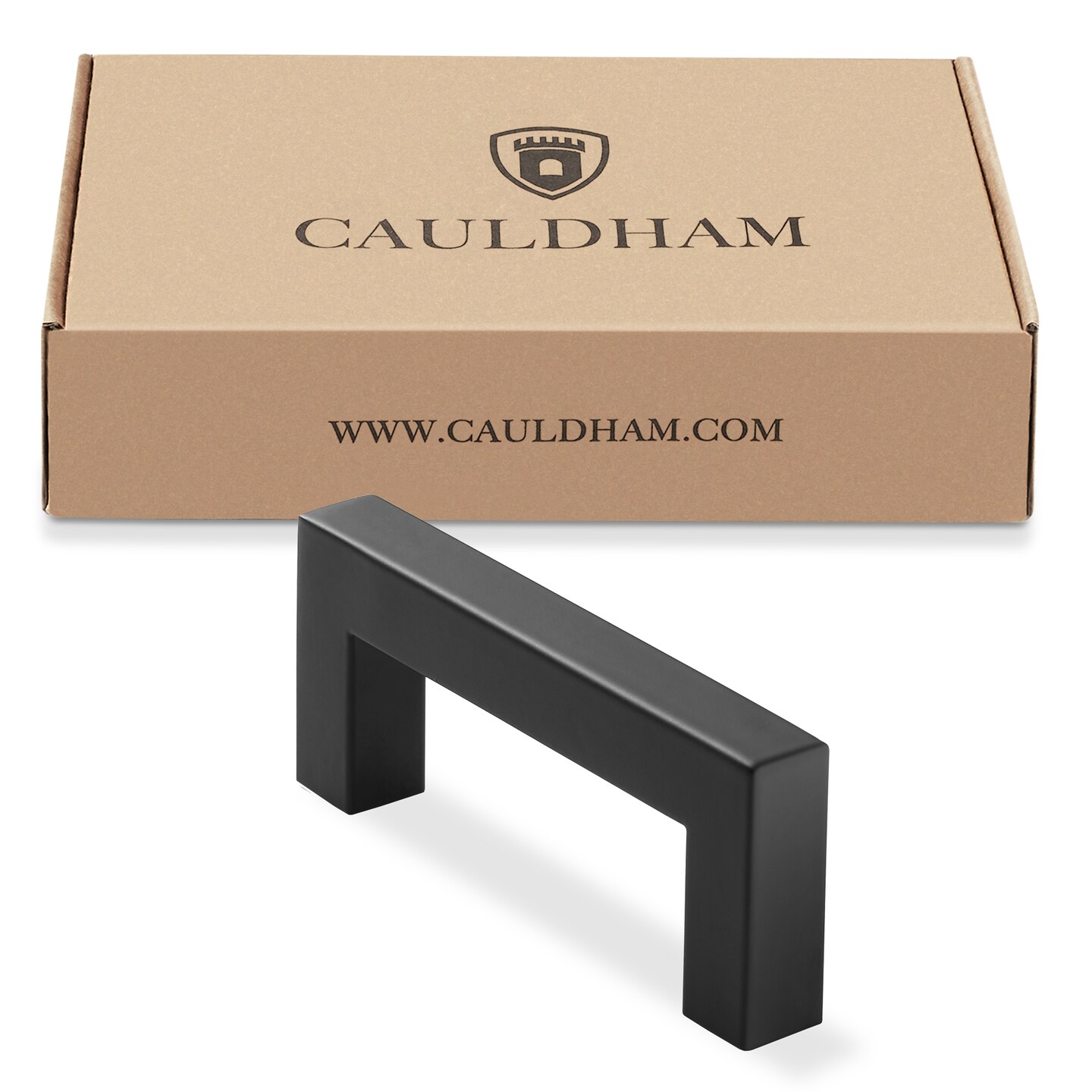 Cauldham 25 Pack Kitchen Cabinet Square Pulls Handles - Drawer/Door Hardware - Style M274 - Matte Black