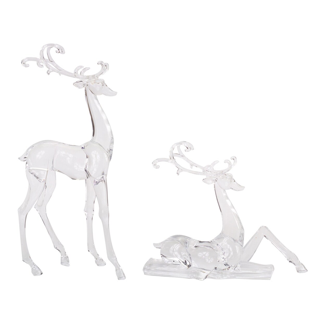 Melrose Deer Figurines (Set Of 2) 10.75&#x22;H,17.75&#x22;H Acrylic