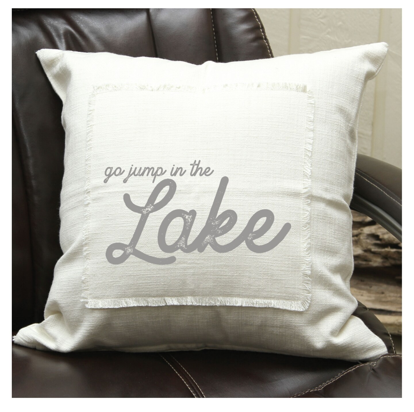 Go jump in the lake Natural Pillow