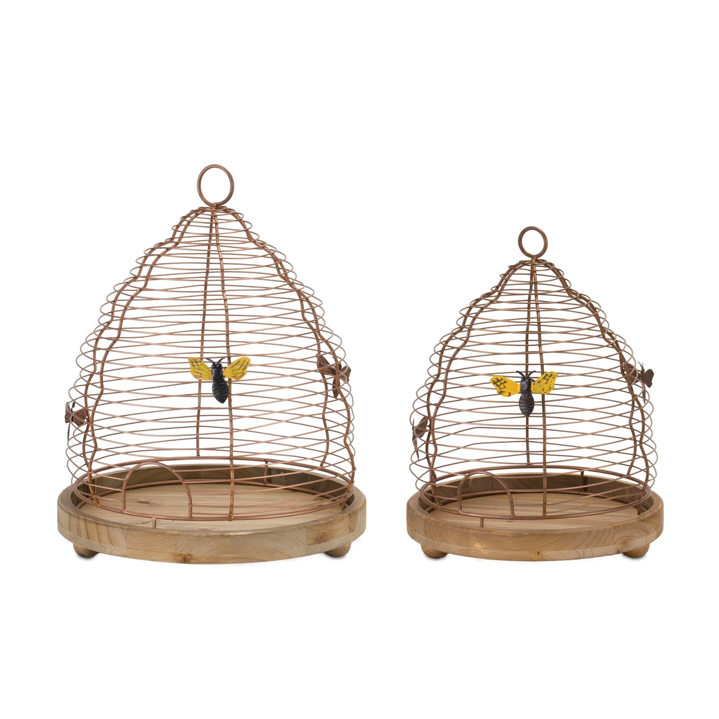 Melrose Set of 2 Bee Skep Hive Tabletop Decorations 15.75&#x22;