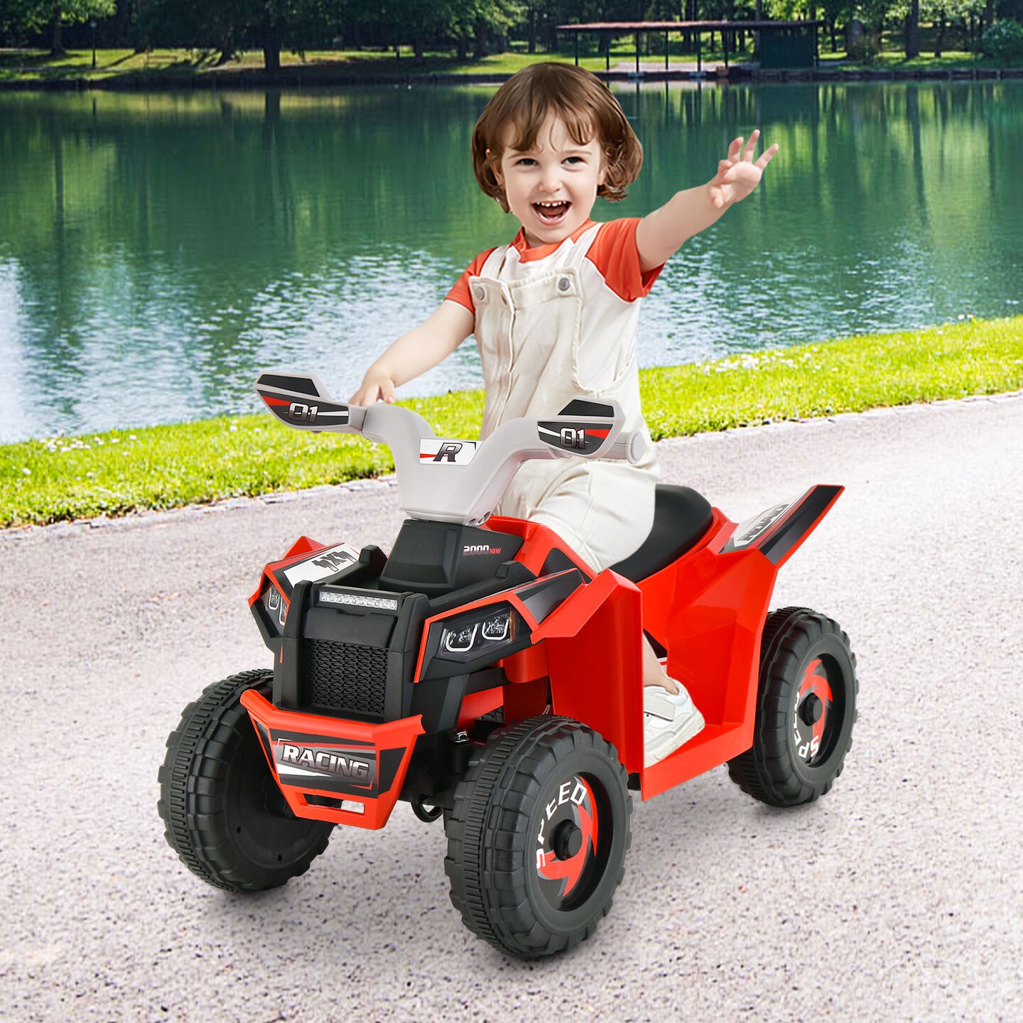 Kids Ride On Atv 4 Wheeler Quad Toy Car With Direction Control
