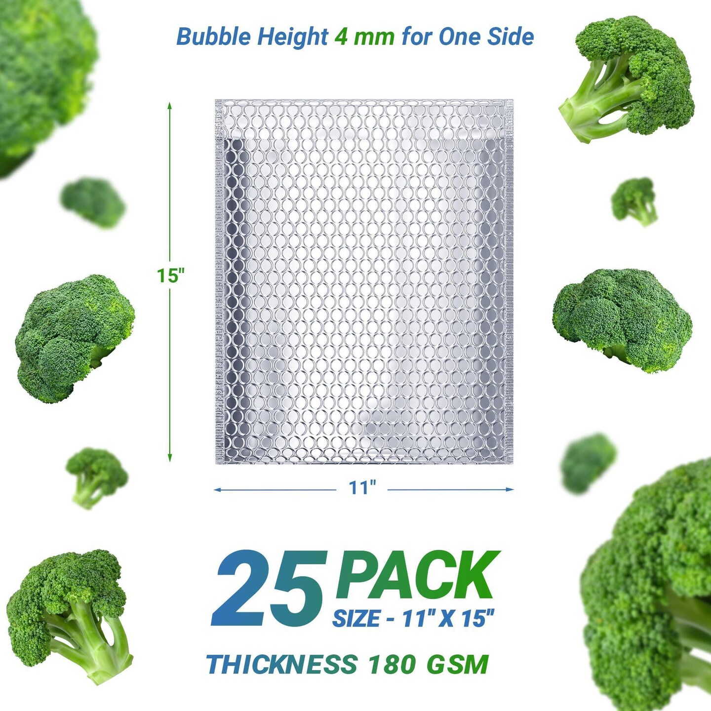 Thermal Bubble Mailer 11 x 15 Pack of 25 Foil Mailing Envelopes Self Seal Cool Bubble Mailers Waterproof Cold Shipping Package Insulated Shipping Bags for Food Perishables Cosmetics