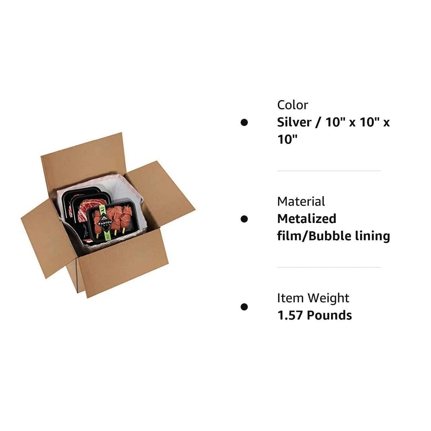 Insulated Box Liners Pack of 10 Thermal Box Liners 10x10x10 Box Size Metalized Cold Shipping Boxes with Gusseted Bottom 10 x 10 x 10 for Frozen Food with Adhesive Strip