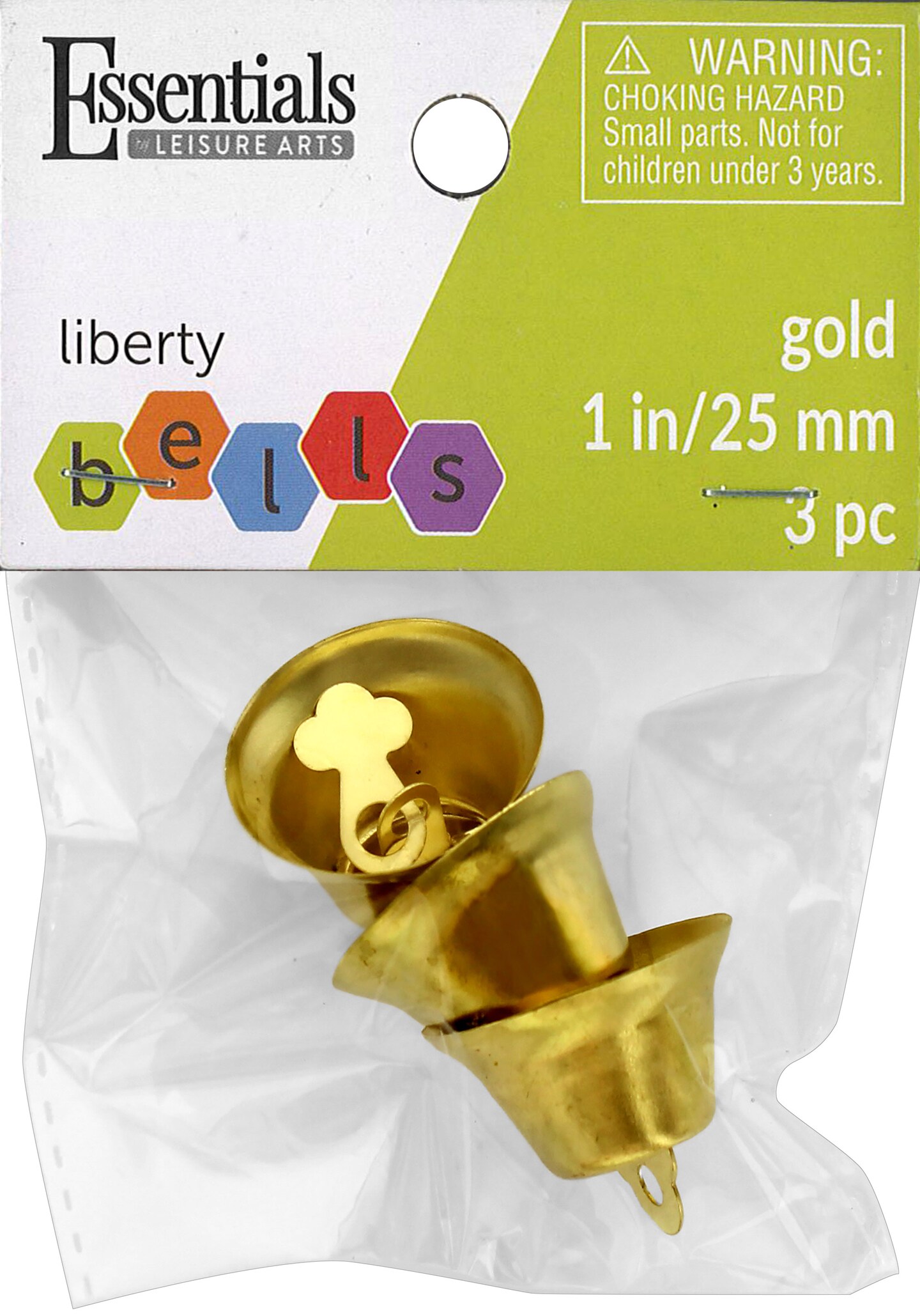 Essentials By Leisure Arts Arts Liberty Bells 25mm Gold 3pc