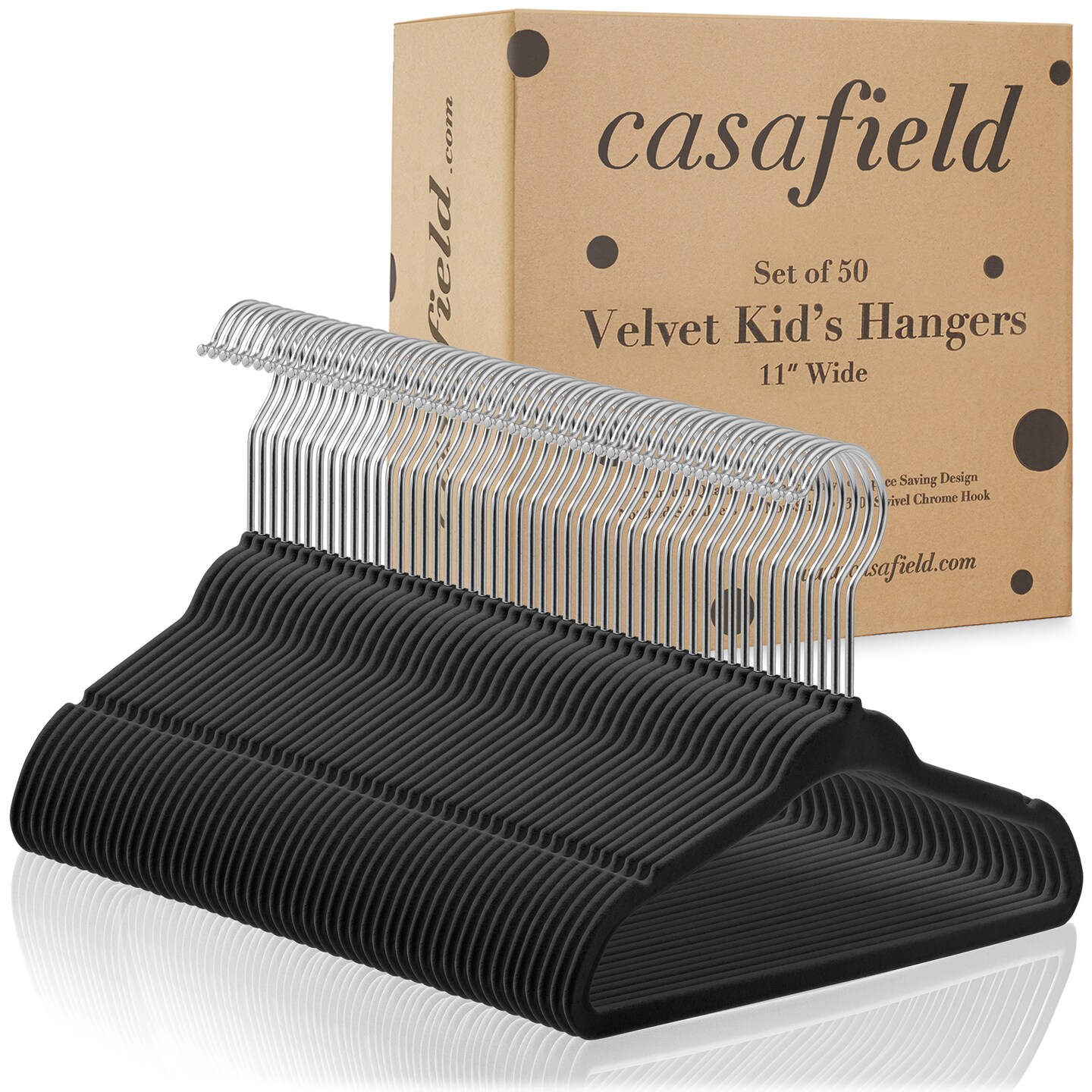 Casafield 50 Velvet Kid's Hangers - 14 Size for Children's Clothes - Gray