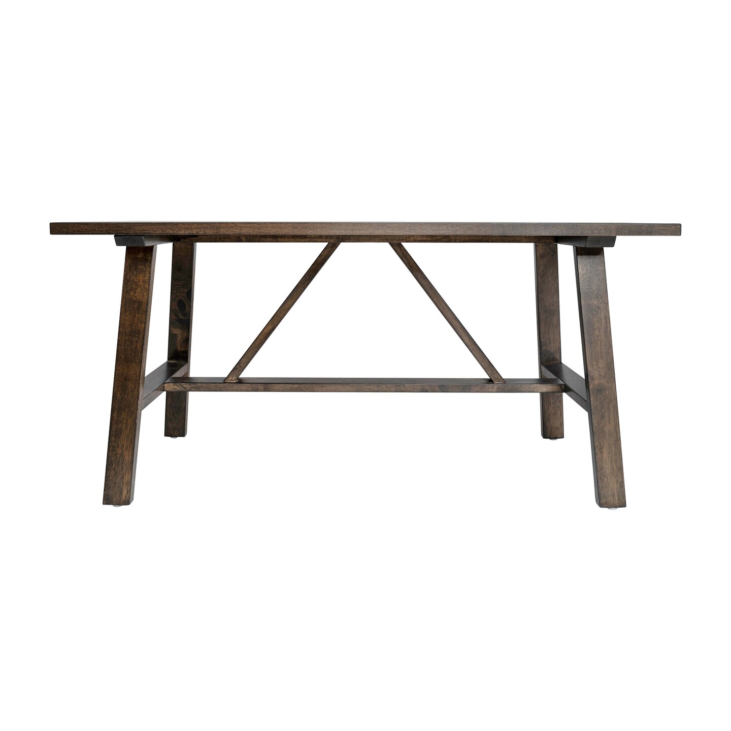 Merrick Lane Mabel Farmhouse Trestle Coffee Table, Solid Wood Rustic Accent Table