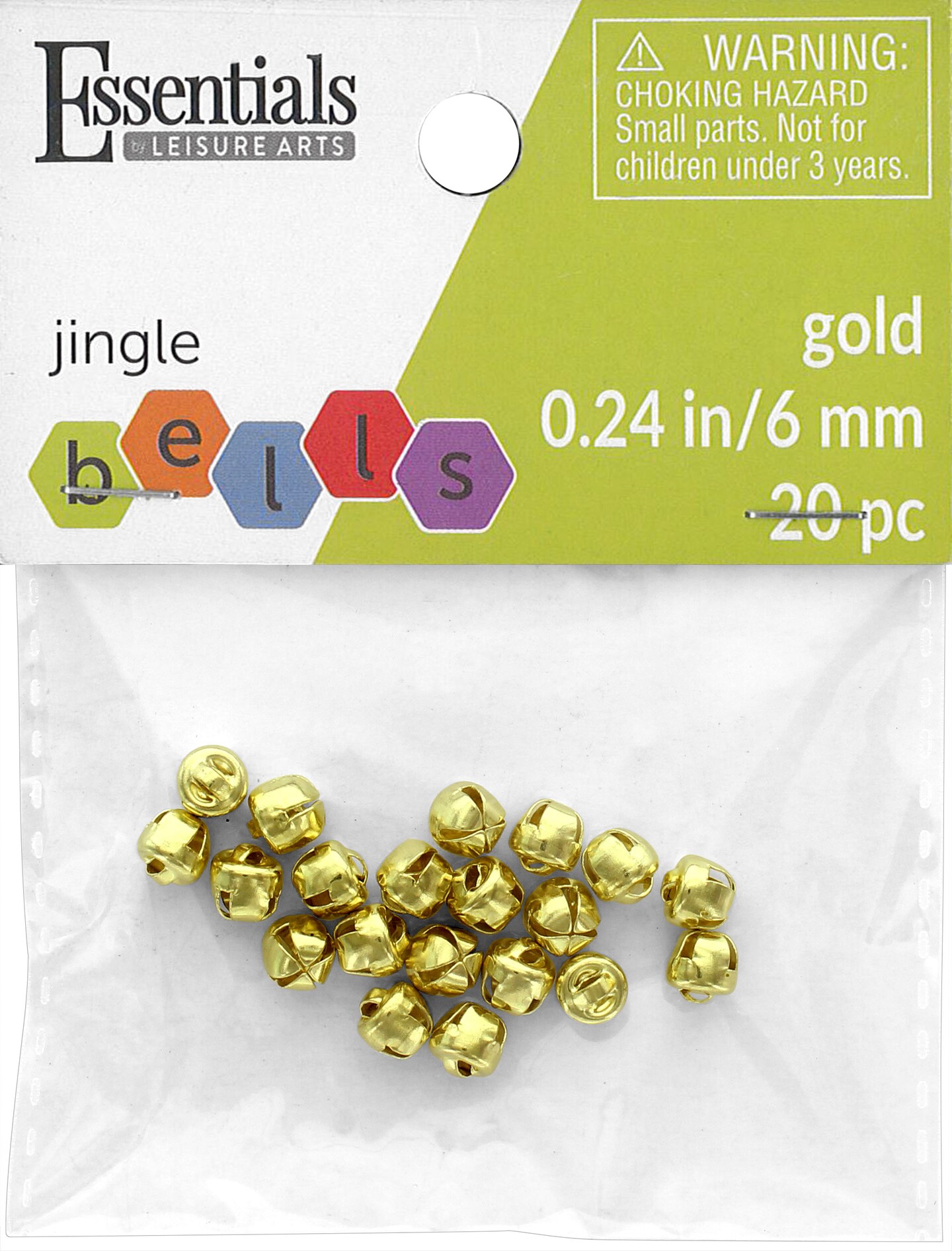 Essentials By Leisure Arts Arts Jingle Bells 6mm Gold 20pc