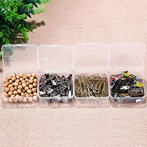 12 Pack Clear Plastic Beads Storage Containers Box with Hinged Lid for Beads and More (3.70 x 3.70 x 1.18 Inch)