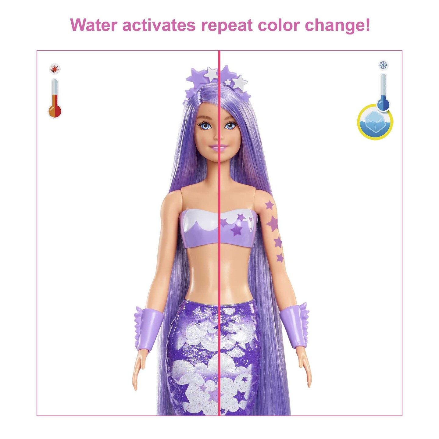 Barbie Color Reveal Doll &#x26; Accessories, Rainbow Mermaid Series, 7 Surprises, 1 Mermaid Barbie Doll (Styles May Vary)
