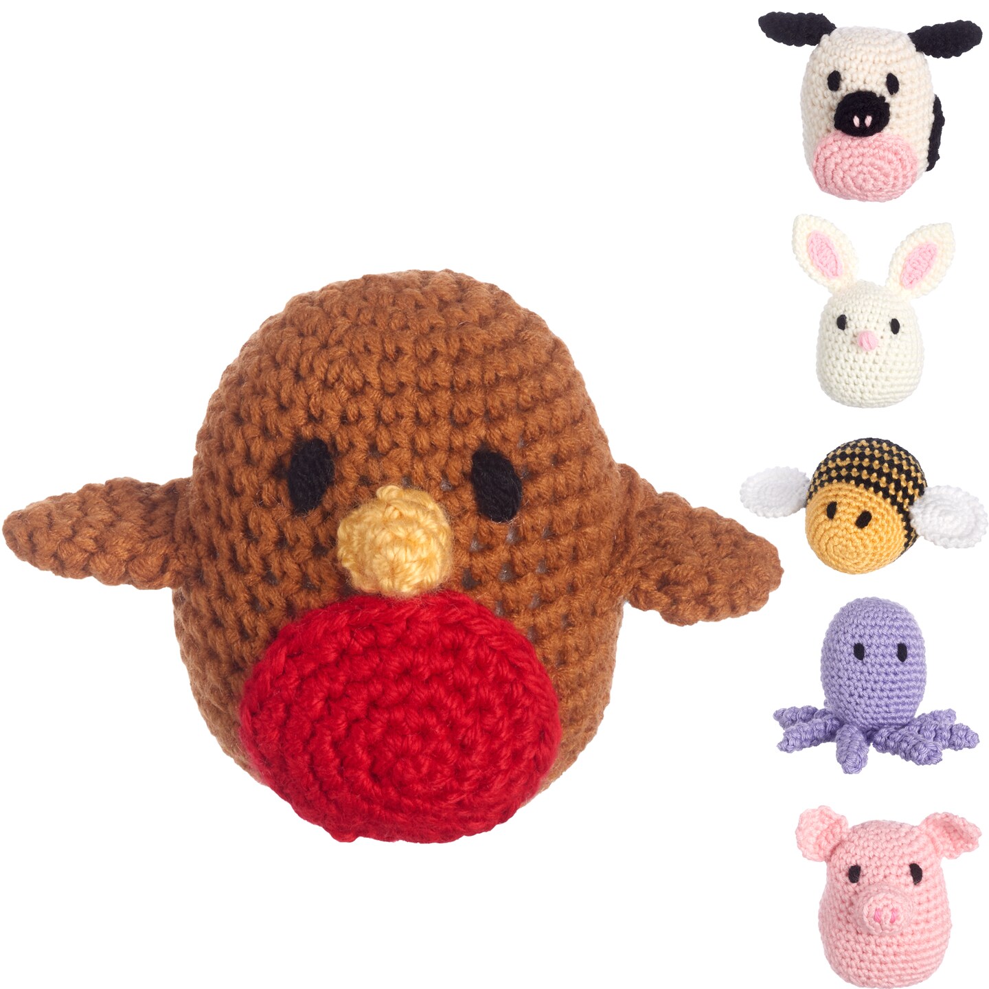 Leisure Arts Pudgies Animals Crochet Kit, Birdy, 3", Complete Crochet