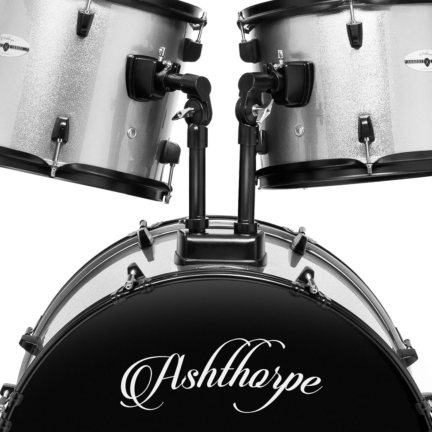 Ashthorpe 5-Piece Complete Full Size Adult Drum Set with Remo Batter Heads