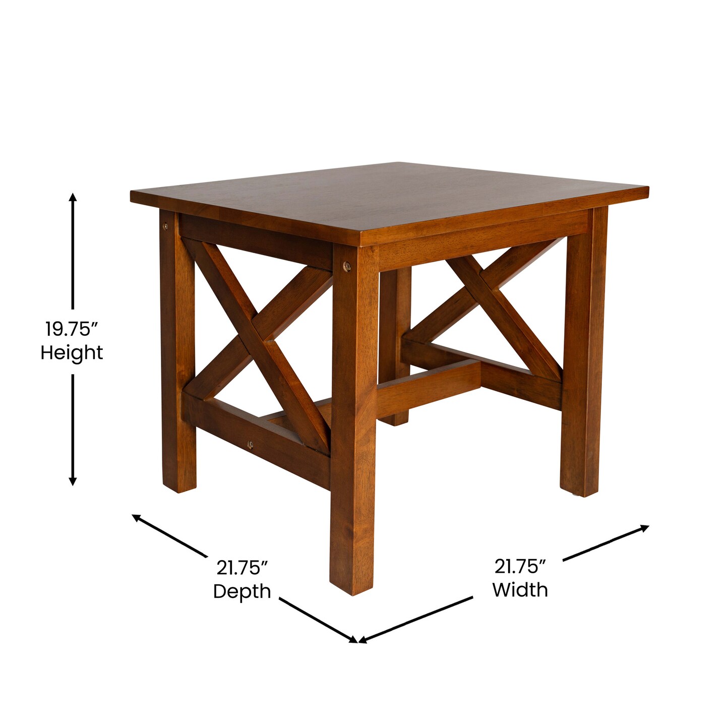 Merrick Lane Matty Rustic End Table, Farmhouse Style Solid Wood Accent Table
