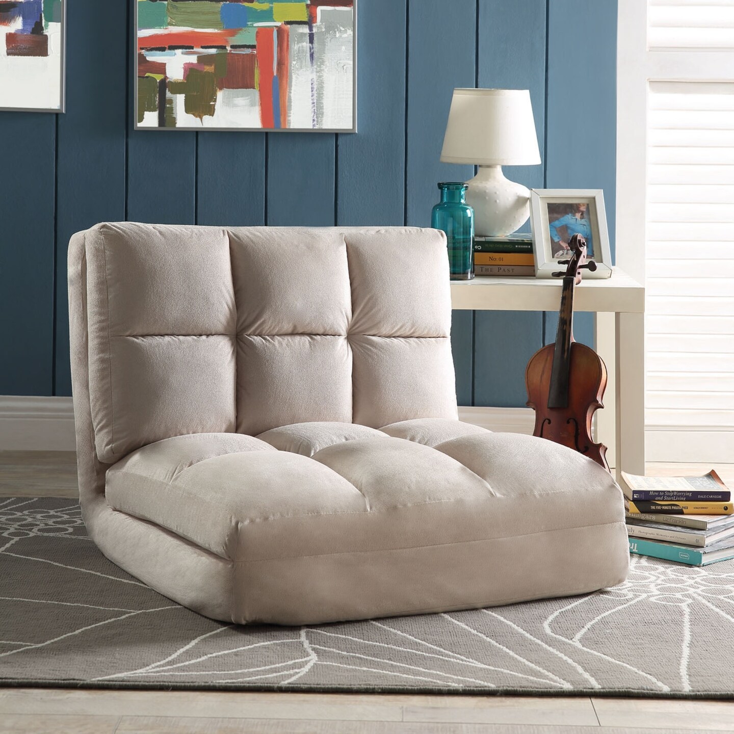 Microsuede Convertible Flip Floor Chair Sleeper