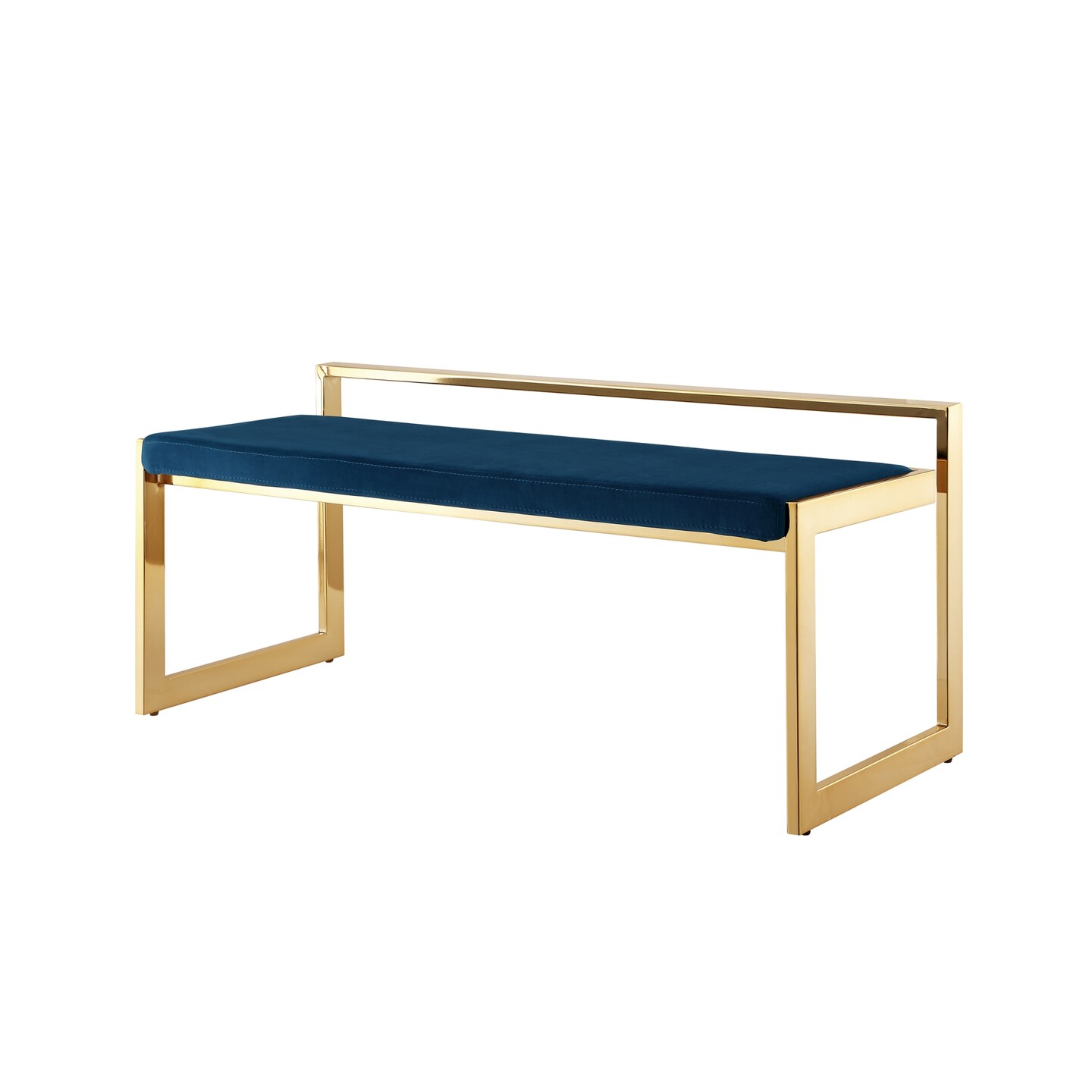 Ledger Velvet Upholstered Metal Frame Bench With Gold/Chrome Legs
