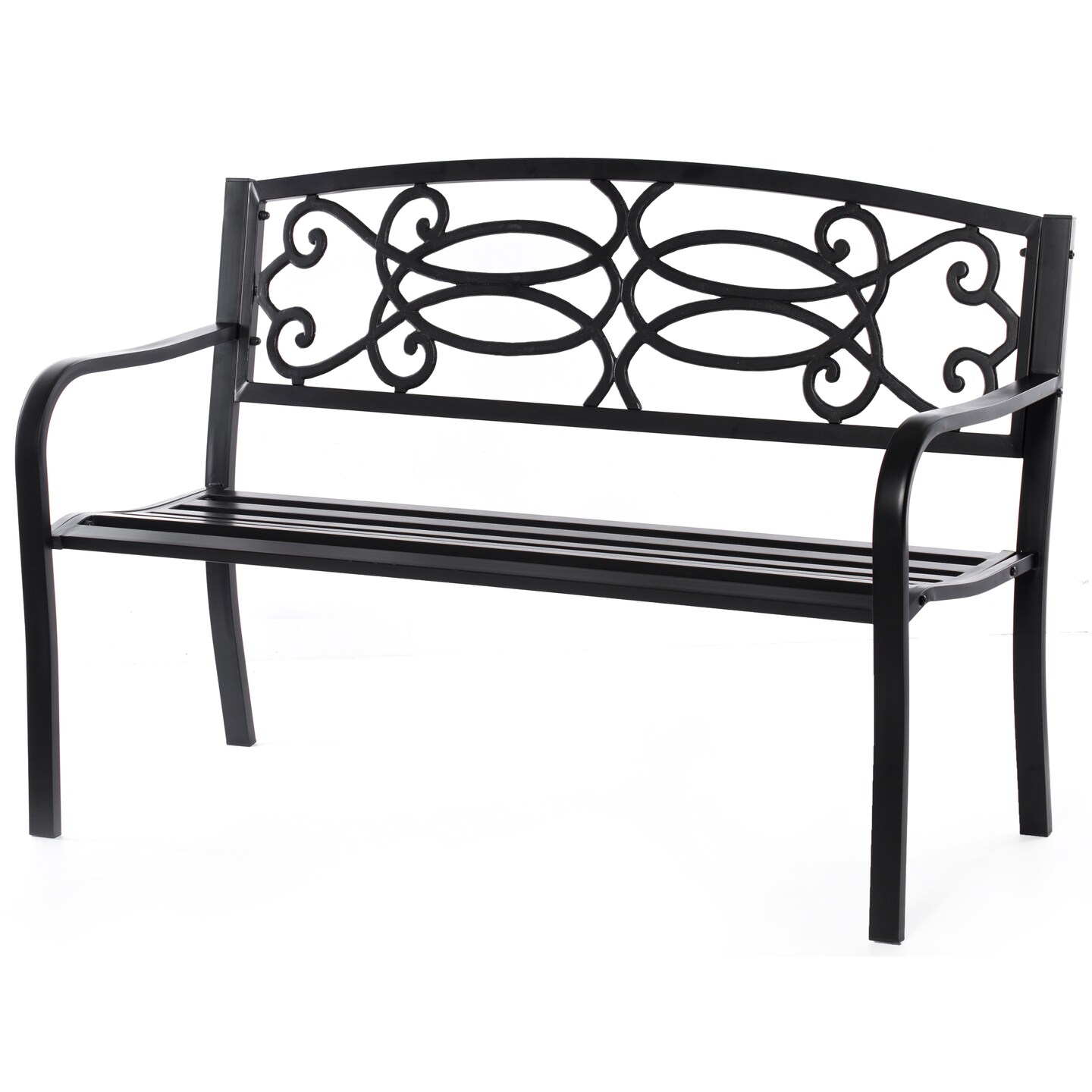 Steel Outdoor Patio Garden Bench With Cast Iron Backrest Seats 3 500 Lb Capacity
