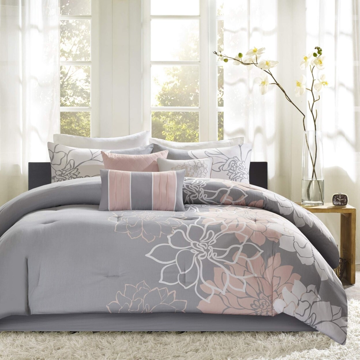 Madison Park   Lola Comforter Set, Twin/Twin XL - Grey/Blush