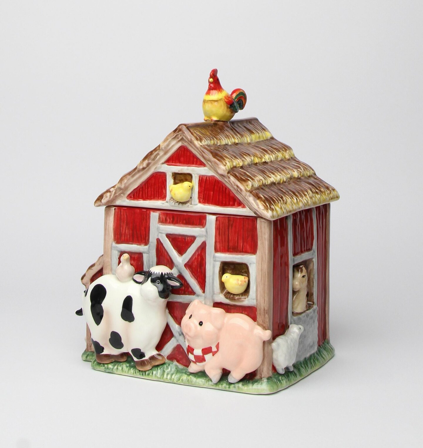 Ceramic Barn House with Farm Animals Cookie Jar, Home D&#xE9;cor, Gift for Her, Gift for Mom, Kitchen D&#xE9;cor, Farmhouse D&#xE9;cor, Fall Decor