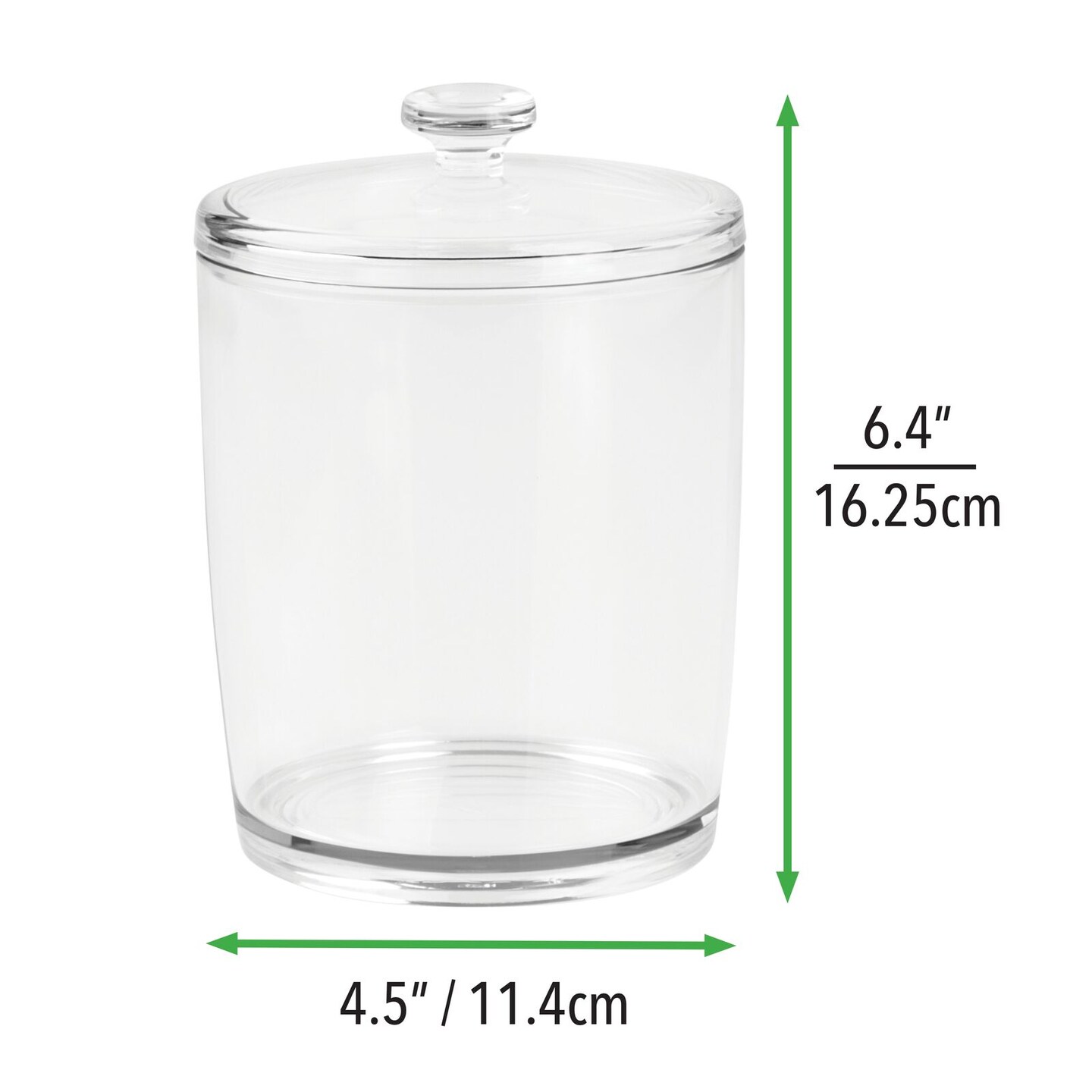 mDesign Tall Round Plastic Dog Food, Treat Storage Canister Jar - 3 Pack - Clear