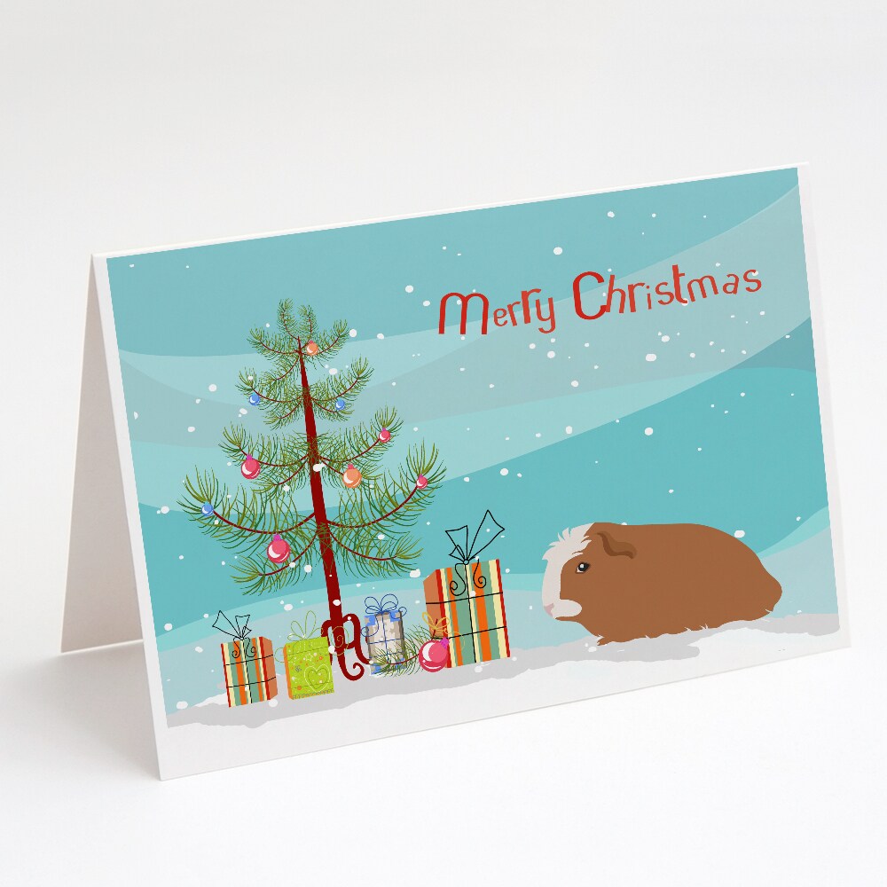 Caroline&#x27;s Treasures Crested Guinea Pig Merry Christmas Greeting Cards and Envelopes Pack of 8