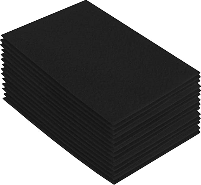 FabricLA Acrylic Felt Sheets For Crafts - Soft Precut 9 X 12 Inches  (22.5cm X 30.5cm) Felt Squares - Use Felt Fabric Craft Sheets for DIY,  Hobby, Costume, And Decoration - Black, 24 Pieces
