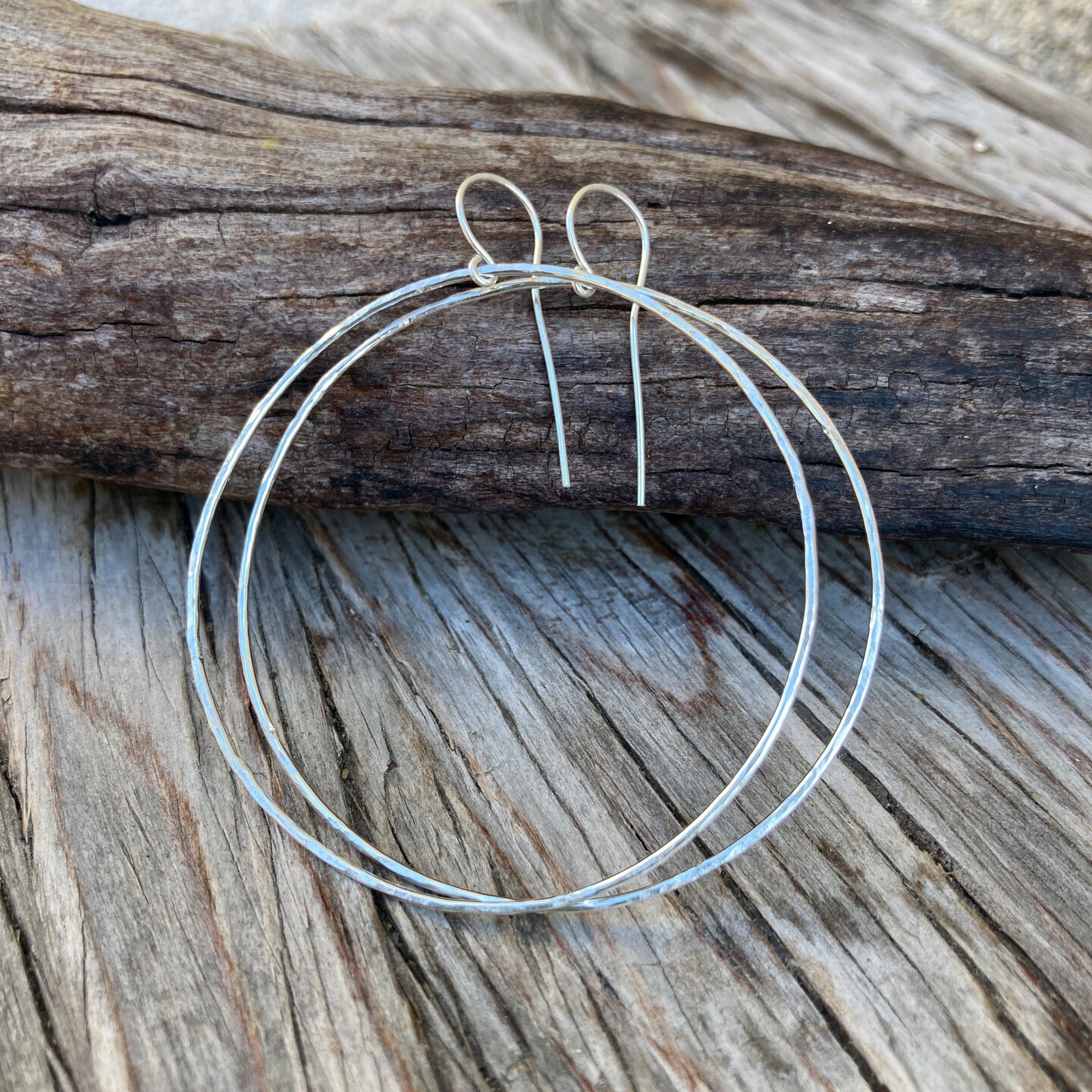 Hammered Sterling Silver Hoop Earrings 324909745487020032