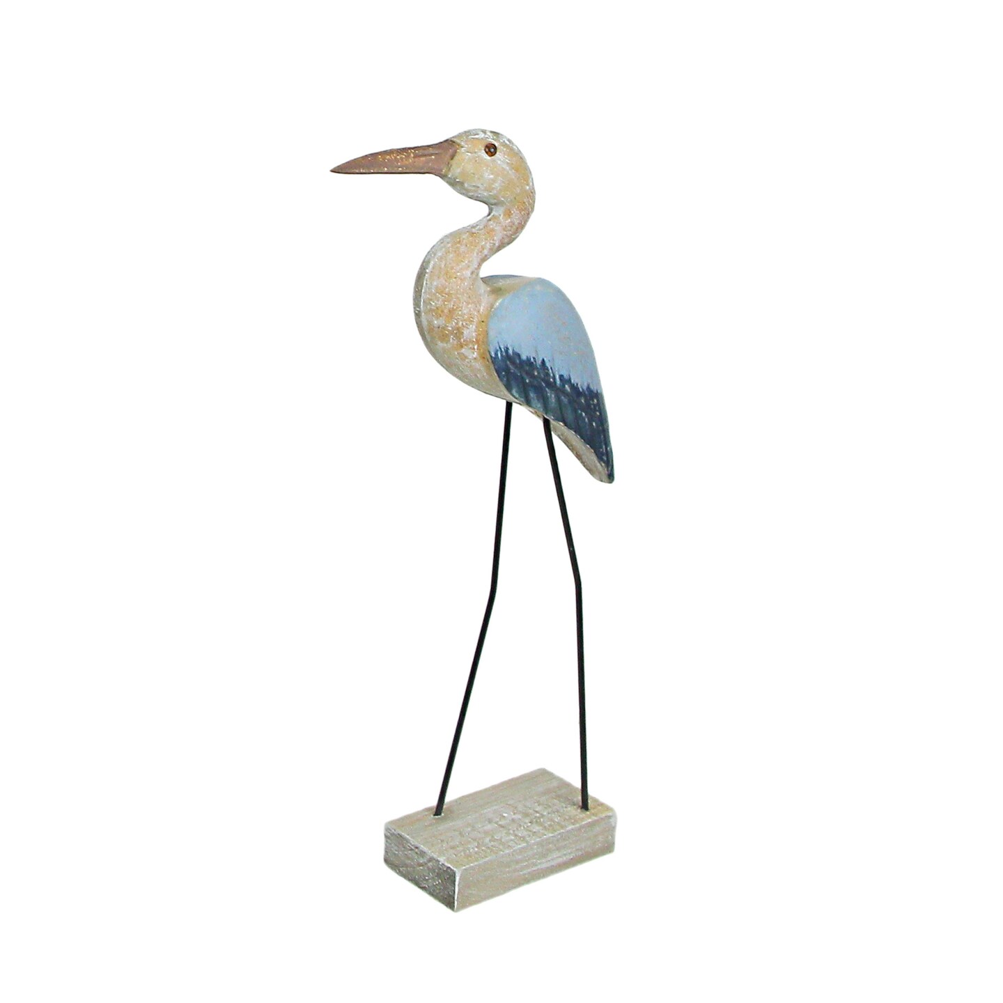 16 Inch Hand Carved Wood Blue Heron Bird Statue Home Coastal Decor Sculpture Art