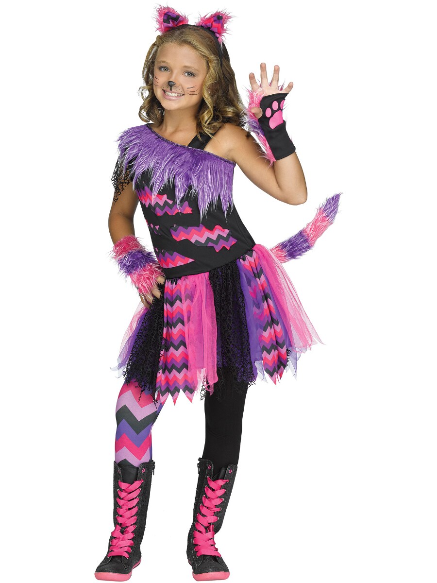 Child&#x27;s Girl&#x27;s Cartoon Chesire Cat Costume