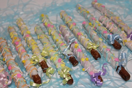 Easter Chocolate Dipped Pretzel Rods With Caramel - Candy, Dessert, Basket Stuffer