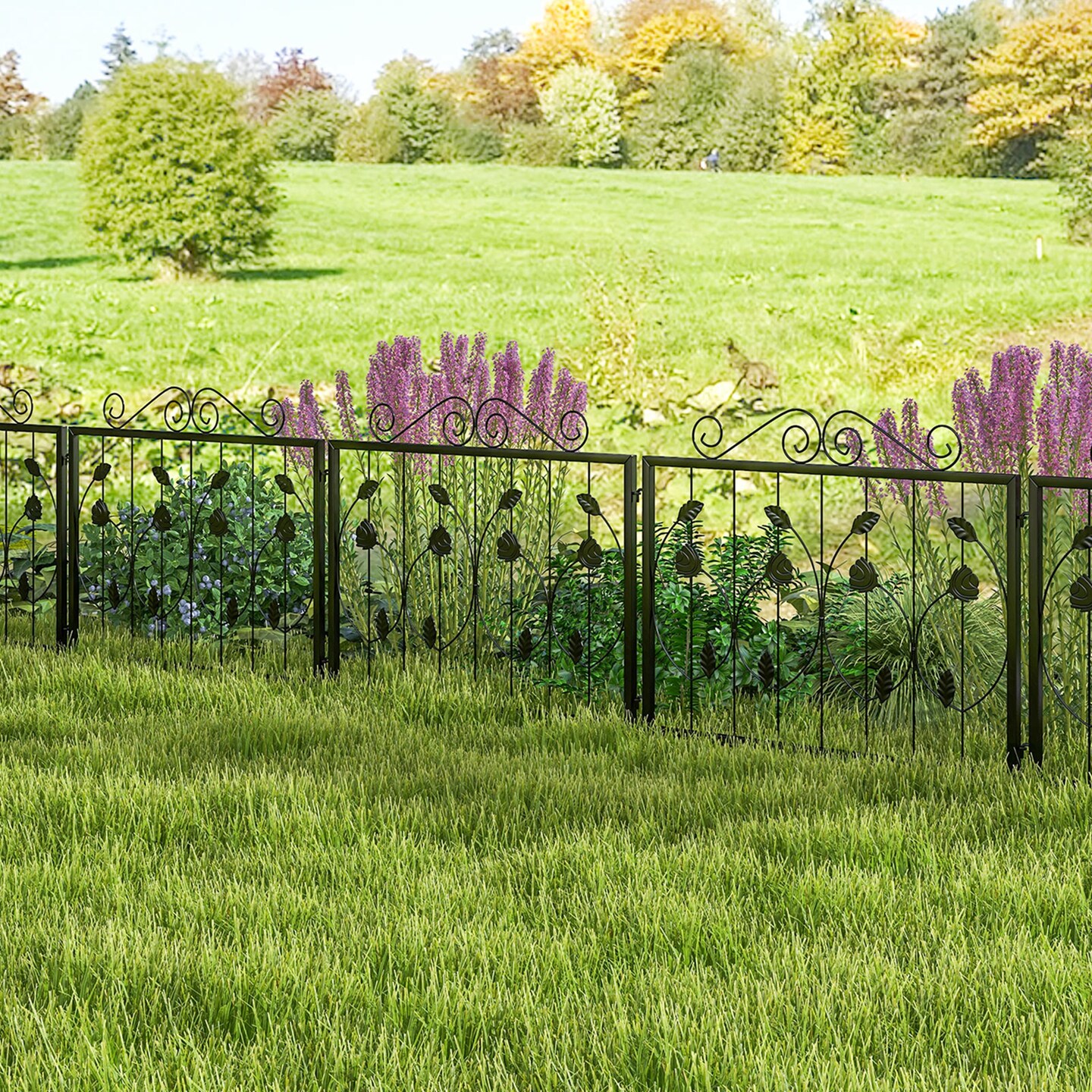 Costway Decorative Garden Fence with 8 Panels Outdoor Animal Barrier Landscape Border