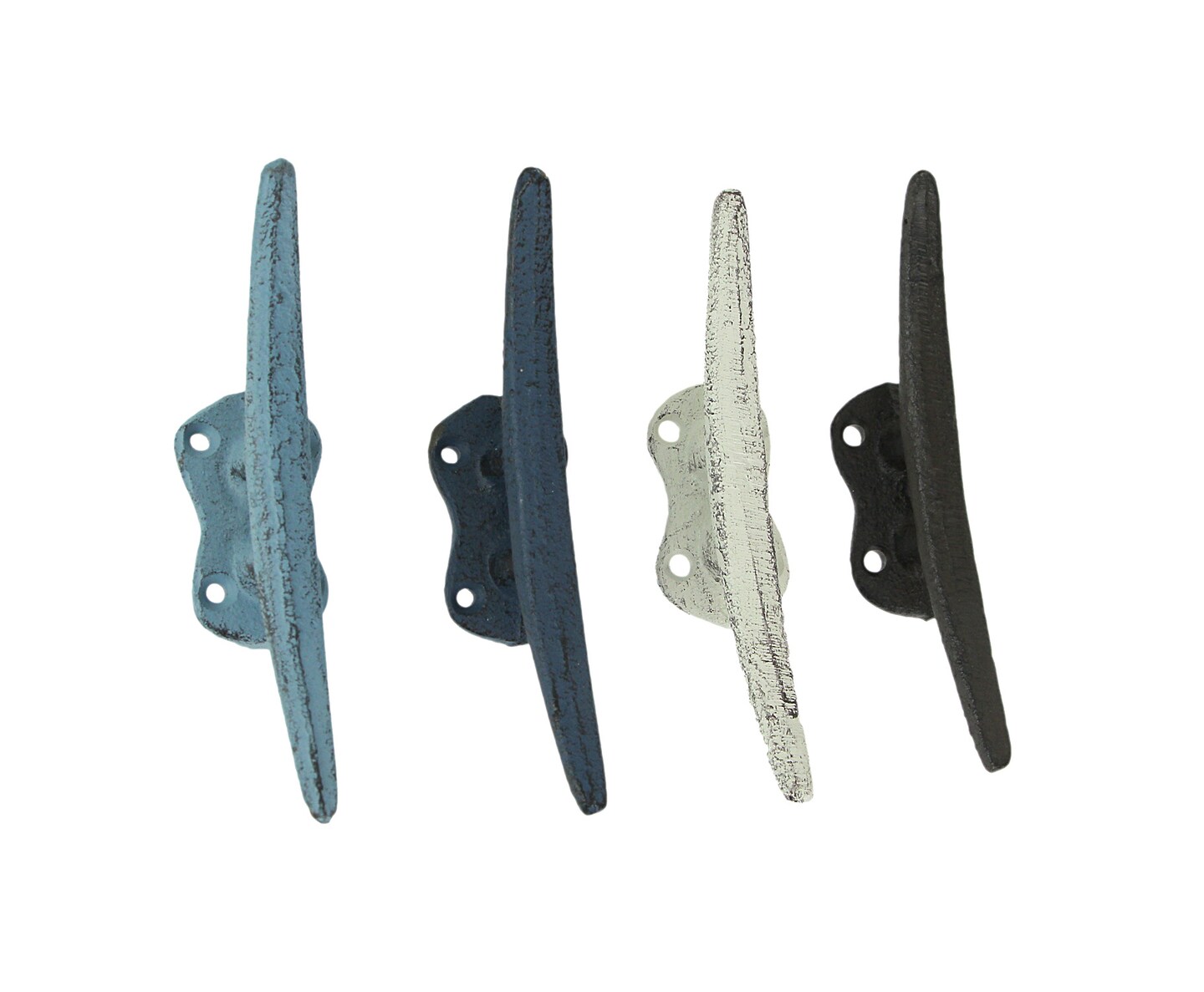 Set of 4 Coastal Cast Iron Cleat Wall Hooks/Drawer Pulls