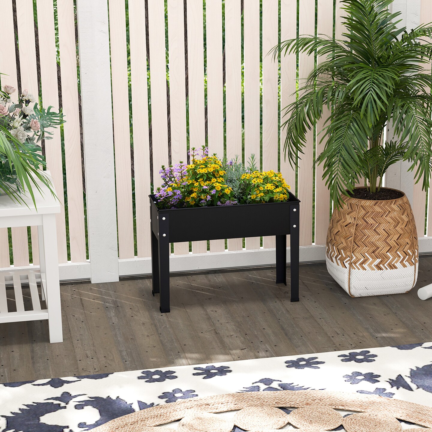 Costway 24" Raised Garden Bed with Legs Metal Elevated Planter Box Drainage Hole Backyard Green/Black