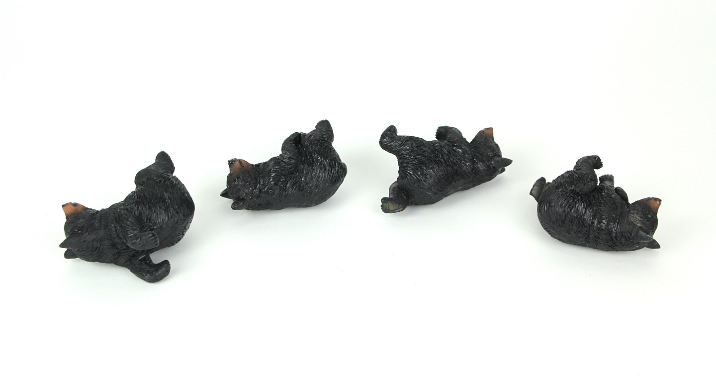 Set of 4 Black Bear Planter Pot Hanging Decorative Figurines Resin Plant Decor