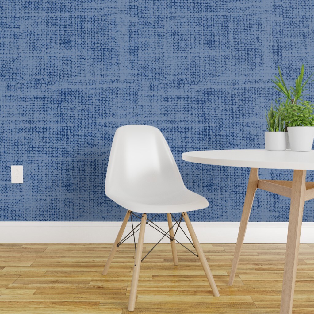 Peel &#x26; Stick Wallpaper 2FT Wide Boho Coastal Weathered Simple Blue Monochrome Beach Nautical Classic Custom Removable Wallpaper by Spoonflower
