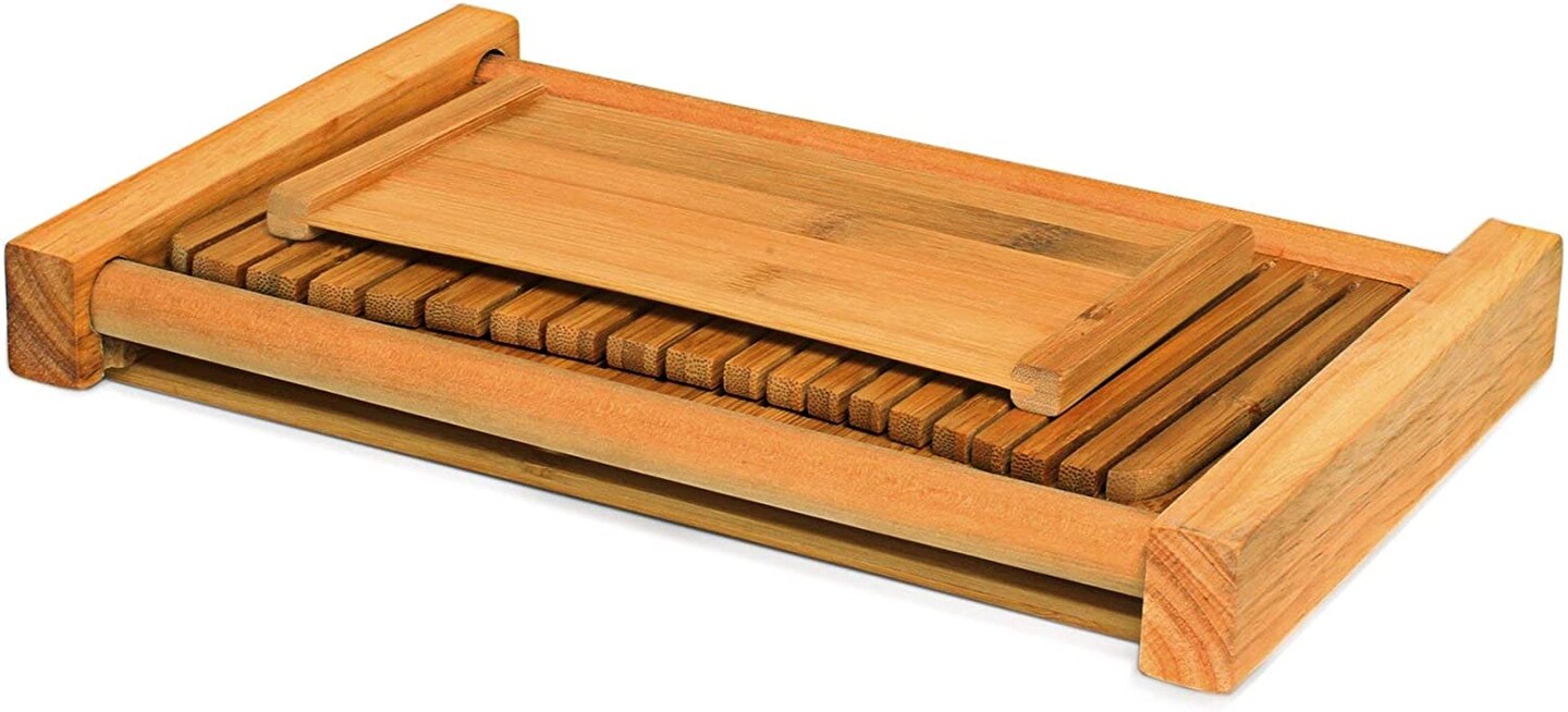 Dbtech Wood Bread Slicer for Homemade Bread, Compact & Foldable Bread Slice Guide