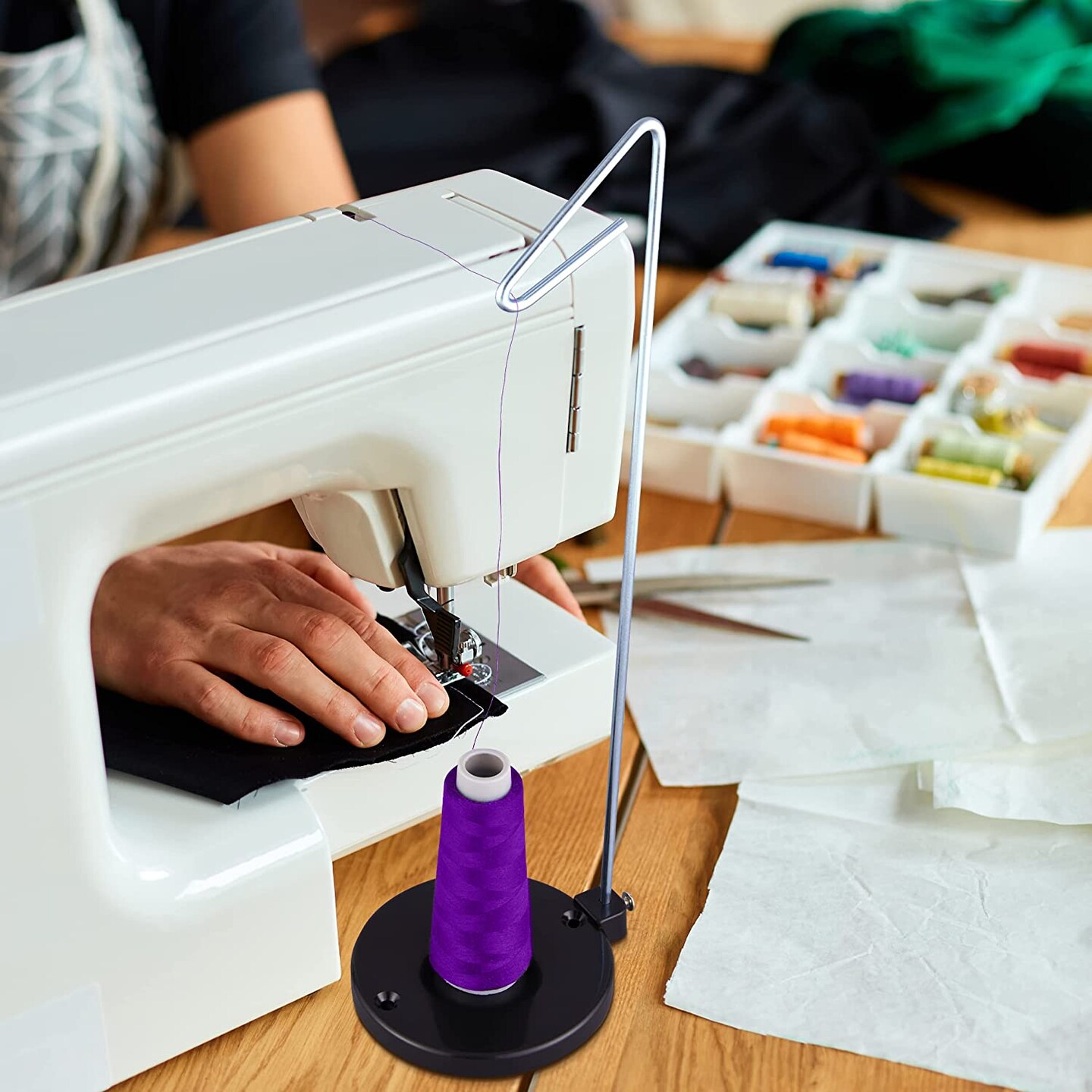 JumblCrafts Single Thread Spool Holder – for Feeding While Sewing, for Various-Sized Spools
