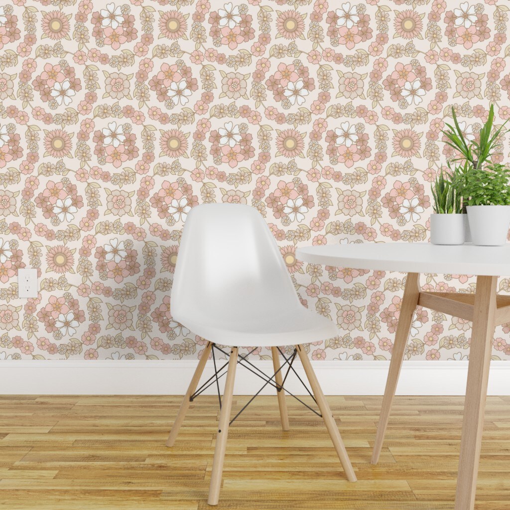 Peel &#x26; Stick Wallpaper 2FT Wide Bumblebee Modern Geometric Shapes Whimsical Yellow Gold Spring Bees Whimsical Children Fun Insect Beehive Custom Removable Wallpaper by Spoonflower